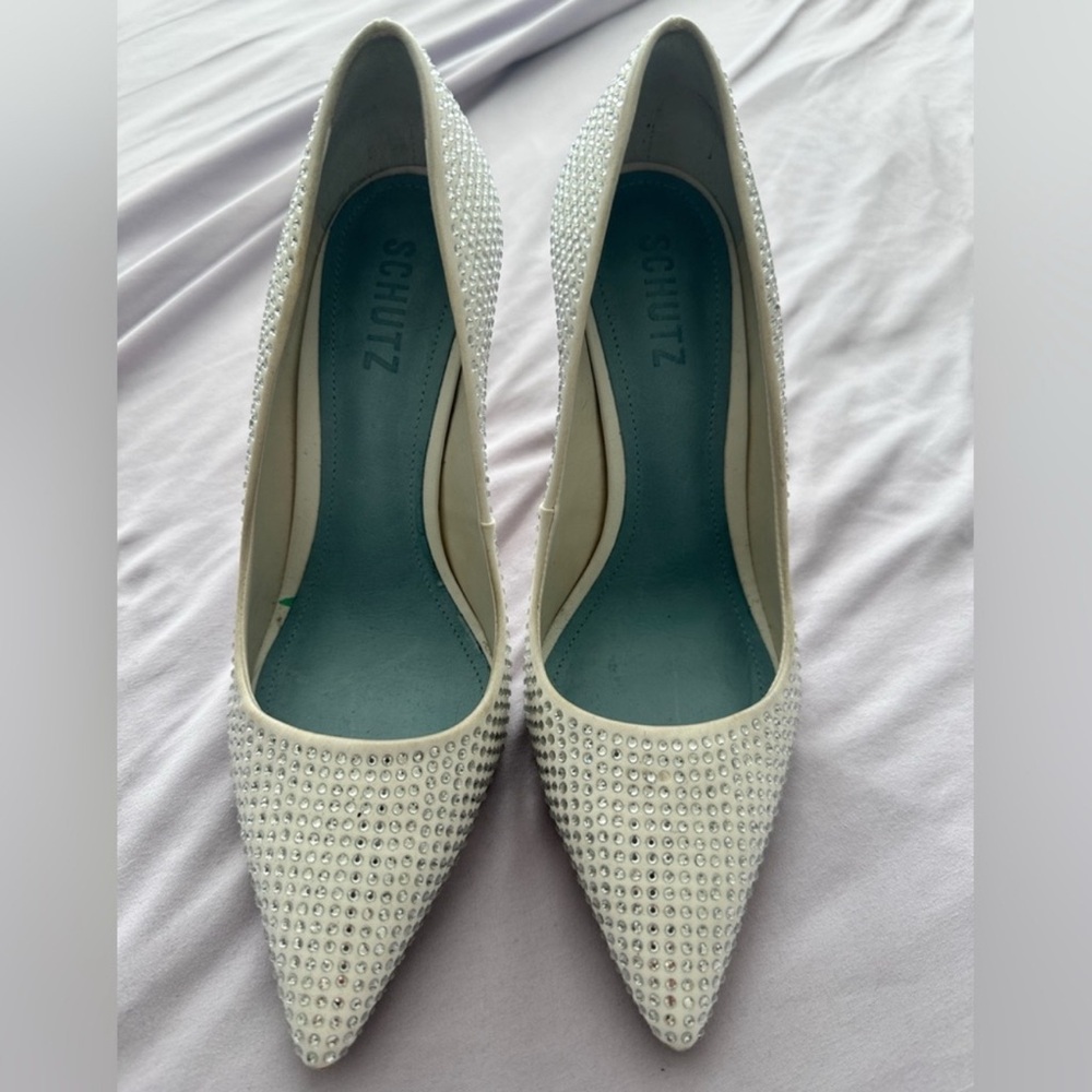 SCHUTZ Sparkling White Heels